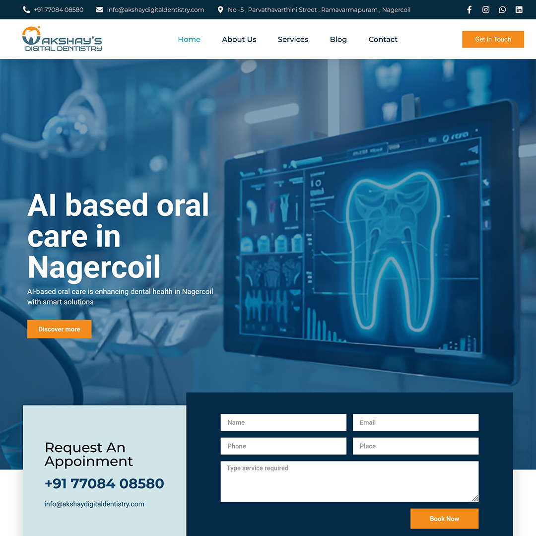 Dental Clinic Website Design and Development Project Created by Click You Design Kerala