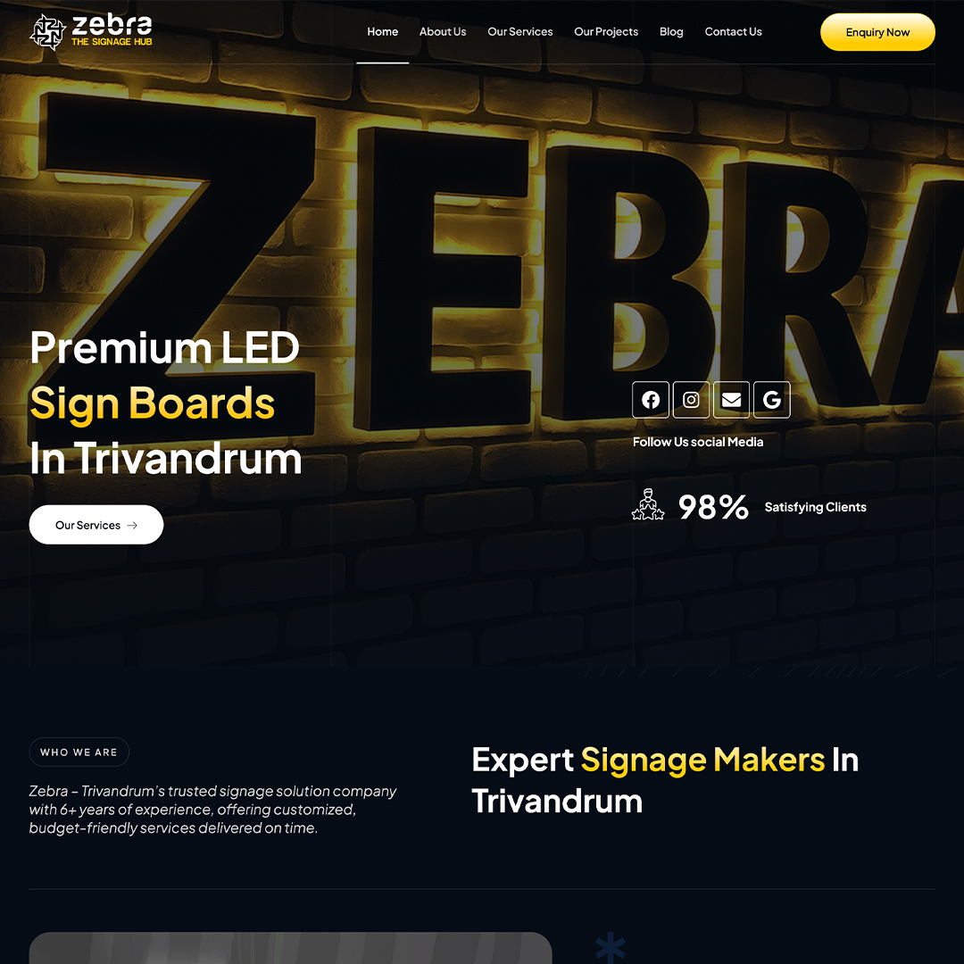 LED Sign Board Company Website Design and Development Project Created by Click You Design Kerala