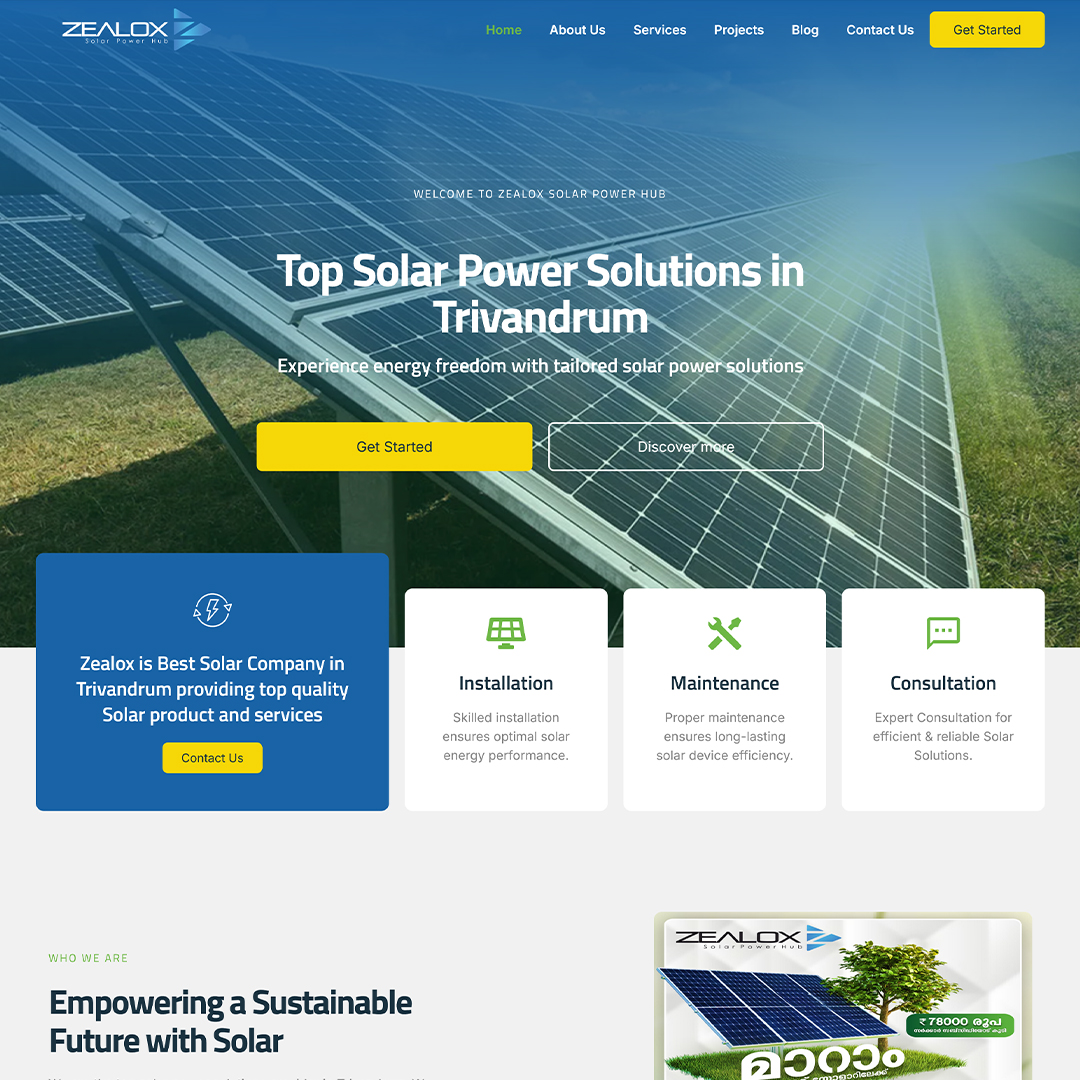 Solar Energy Company Website Design and Development Project Created by Click You Design Kerala