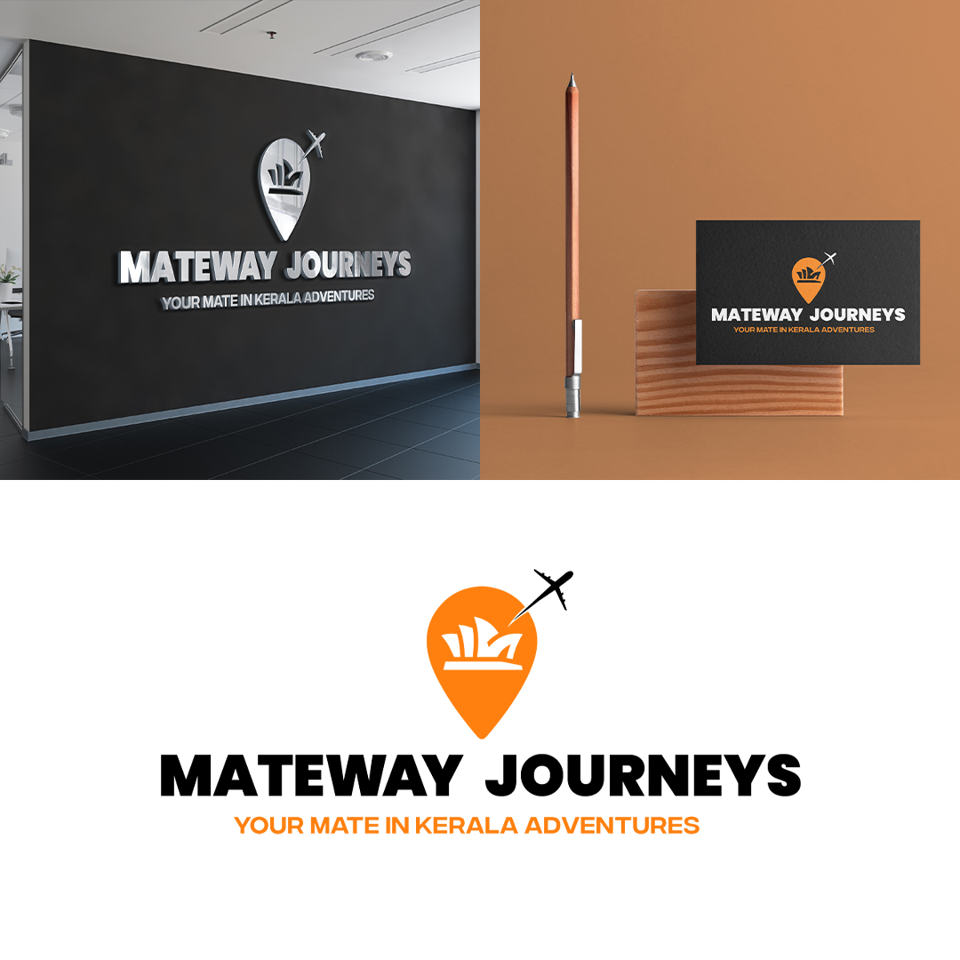 Custom travel agency logo design and brand identity created by ClickYouDesign for Mateway Journeys