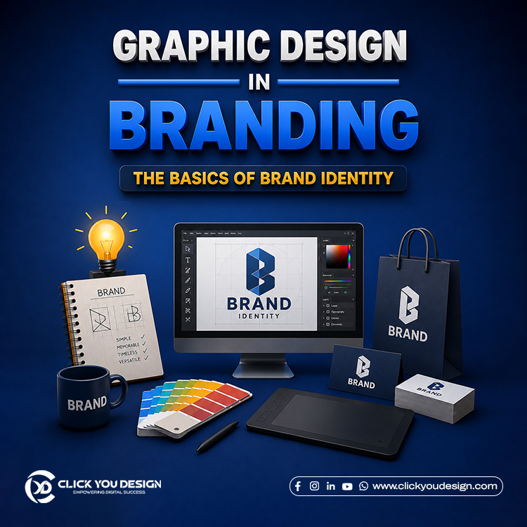 Graphic design for branding focused on creating a memorable brand identity through logo design, color selection, typography, and professional brand assets for businesses.