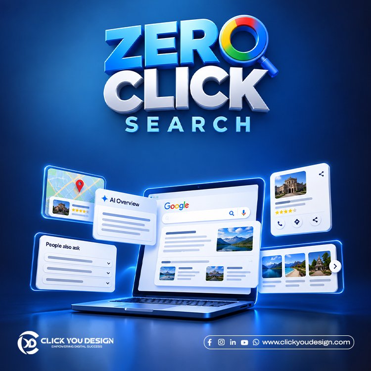 Graphic explaining zero click search and how businesses can improve visibility in search results.